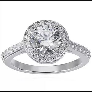 Sterling Silver Round Cut Halo Ring